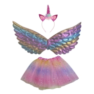 SET PRINCESAS UNICORNIO VESTIDO, ALAS Y VARITA MAGICA TINY
