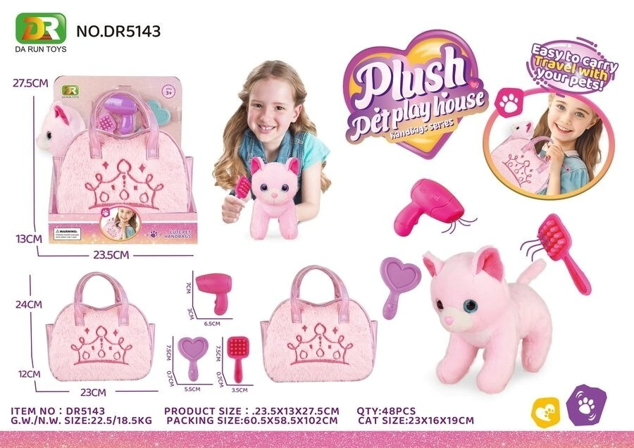 GATO DE PELUCHE + BOLSO DE MANO