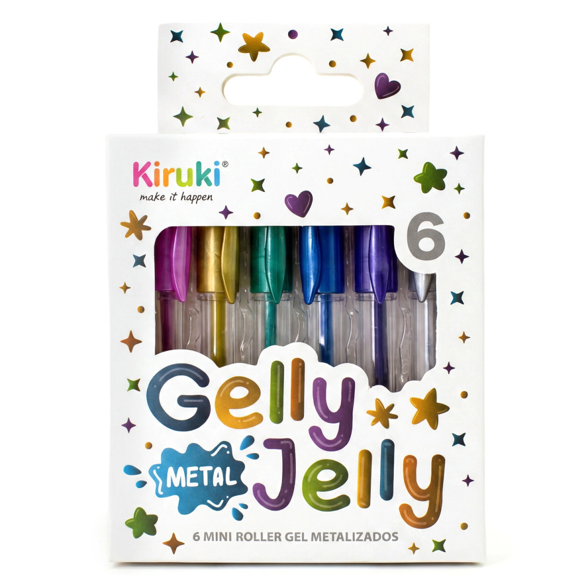 MINI BOLIGRAFOS ROLLER TINTA GEL METALIZADO X6 KIRUKI