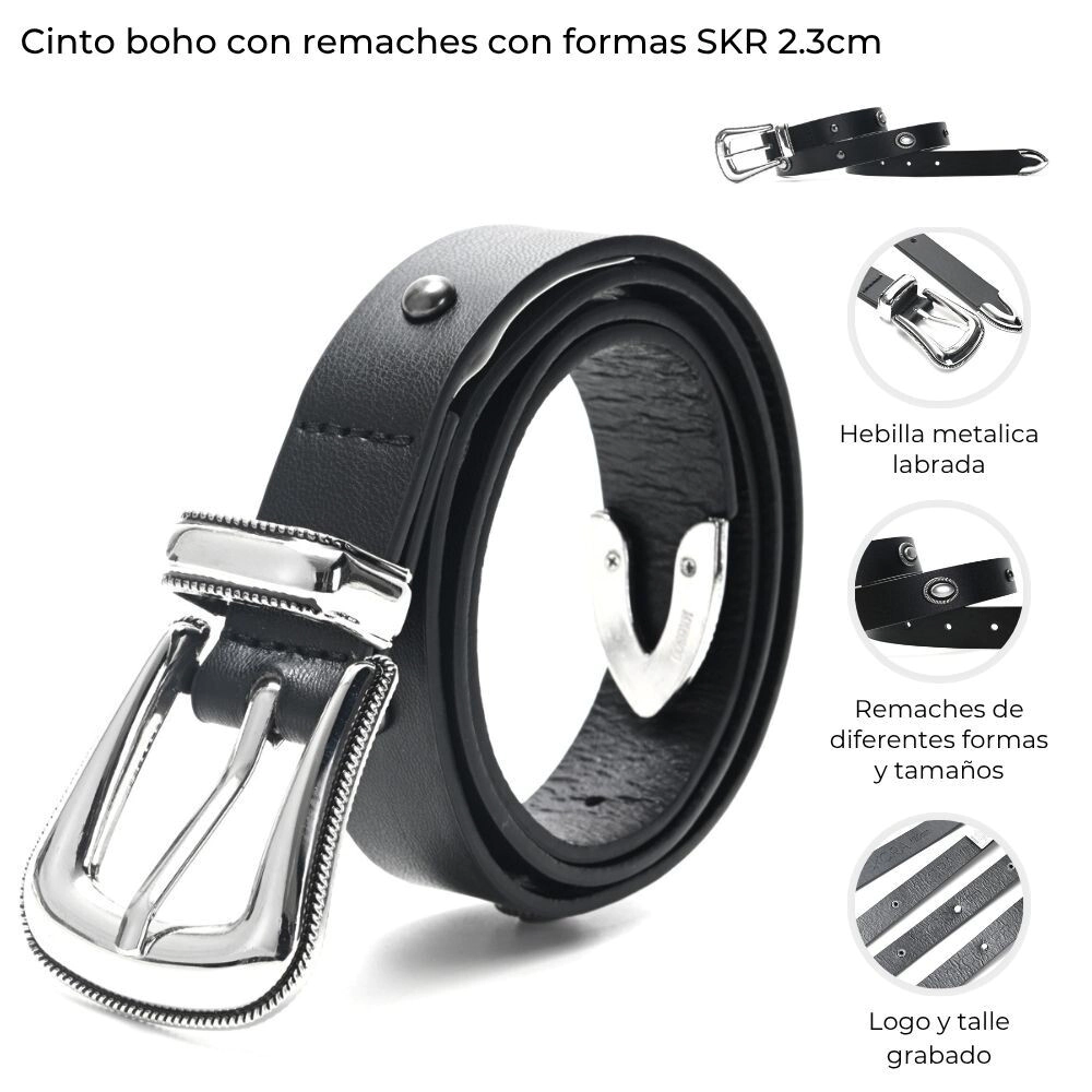 CINTO BOHO CON REMACHES CON FORMAS SKORA 2,3CM