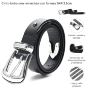 CINTO BOHO CON REMACHES CON FORMAS SKORA 2,3CM
