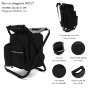 BANCO PLEGABLE WDLT CON MOCHILA CONSERVADORA INCORPORADA 50x35x5CM PLEGADO