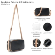 BANDOLERA PALERMO SKORA NEGRA 27x15x11 CM