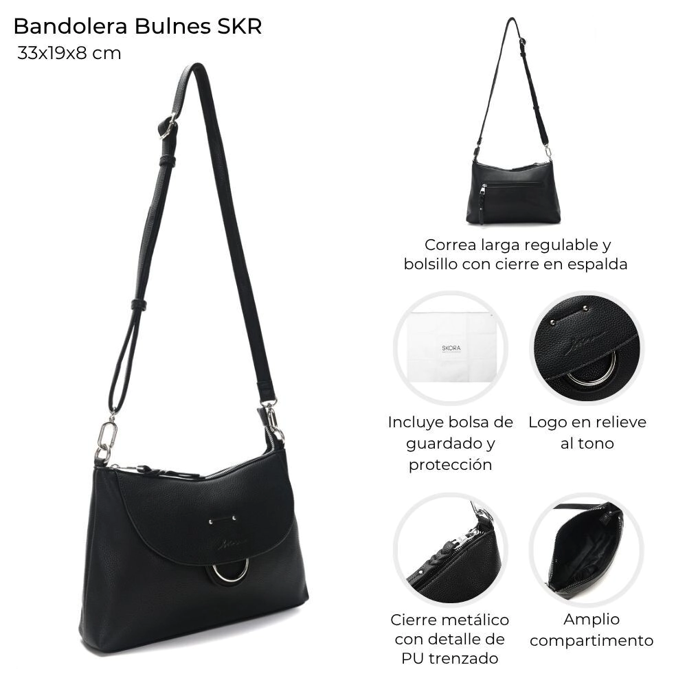 BANDOLERA BULNES SKORA NEGRA 33x19x8 CM