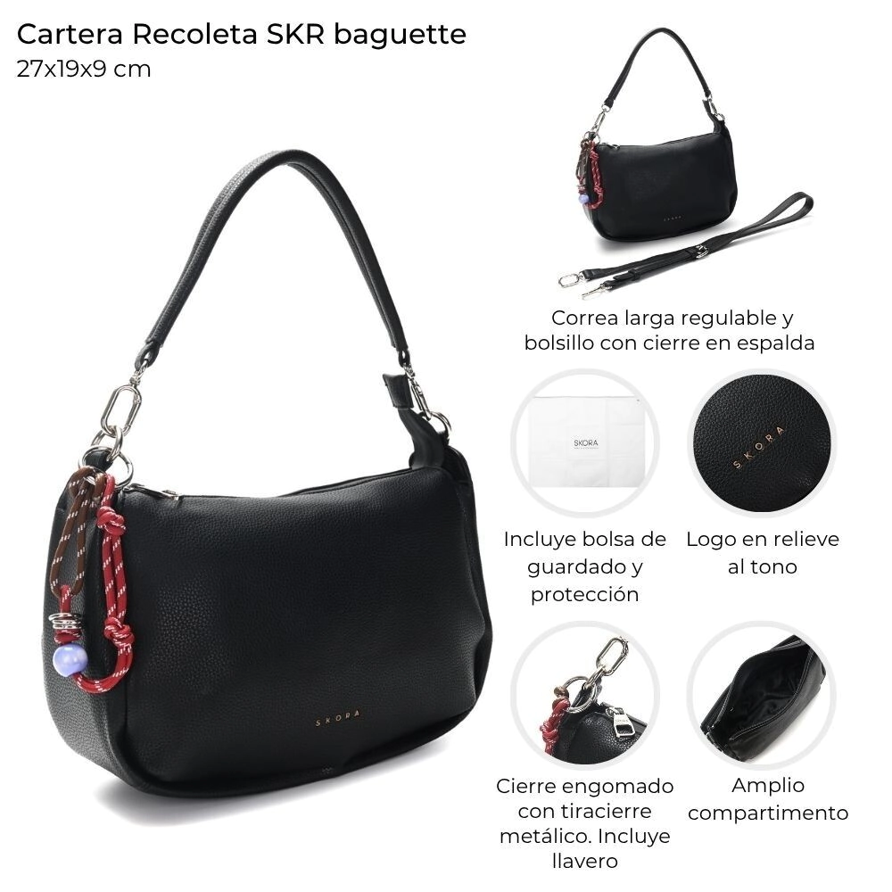 CARTERA RECOLETA SKORA NEGRA 27x19x9 CM