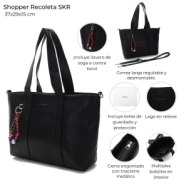SHOPPER RECOLETA SKORA NEGRA 37x29x15 CM