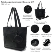 TOTE BAG PORTANOTEBOOK SKORA NEGRA 45x34x12 CM