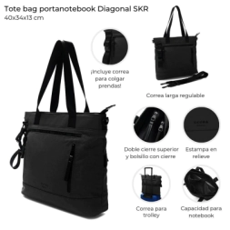 TOTE BAG SKORA PORTANOTEBOOK NEGRA 40x34x13 CM