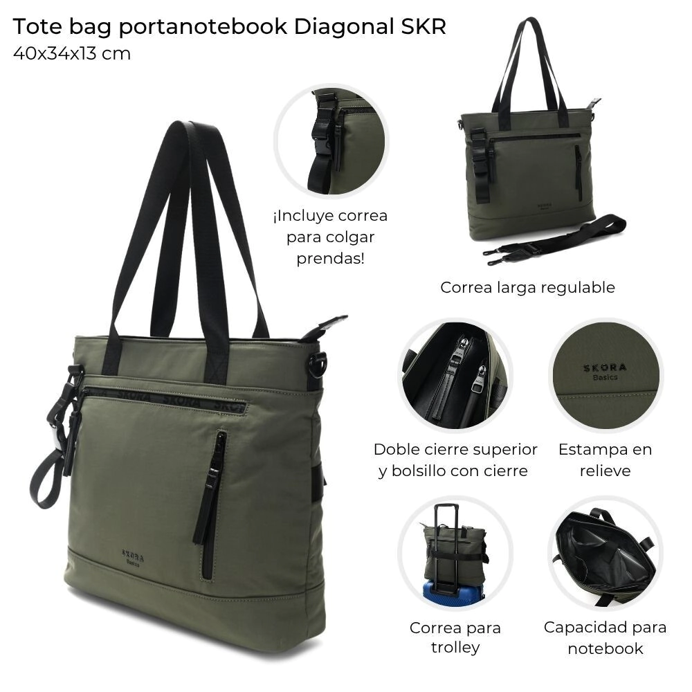 TOTE BAG SKORA PORTANOTEBOOK ARMY 40x34x13 CM