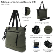 TOTE BAG SKORA PORTANOTEBOOK ARMY 40x34x13 CM