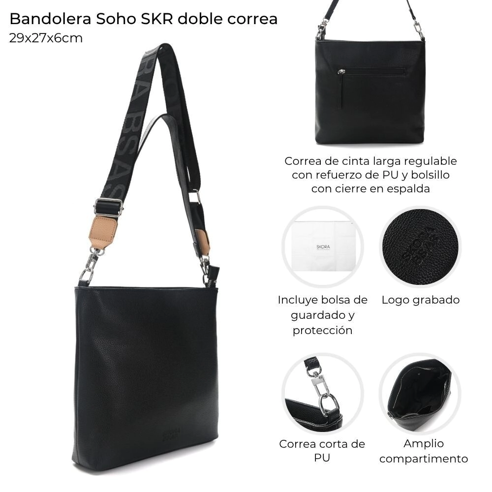BANDOLERA SOHO SKORA 29x27x6 CM NEGRO