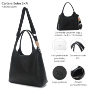 CARTERA SOHO SKORA 43x30x12 CM NEGRA
