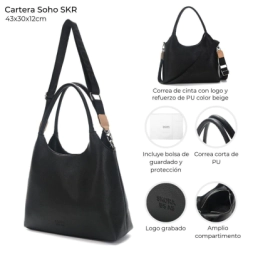 CARTERA SOHO SKORA 43x30x12 CM NEGRA
