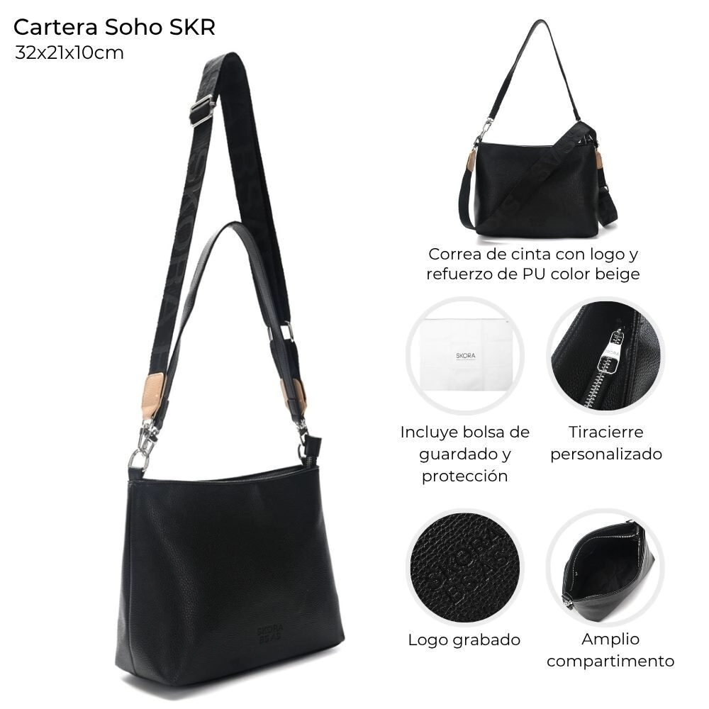 CARTERA SOHO SKORA 32x21x10 CM NEGRA