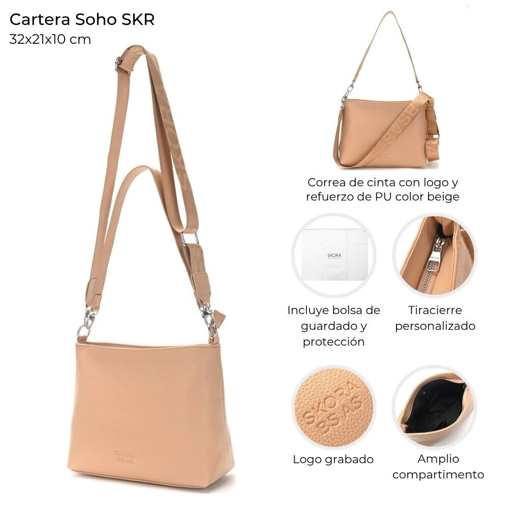 CARTERA SOHO SKORA 32x21x10 CM BEIGE
