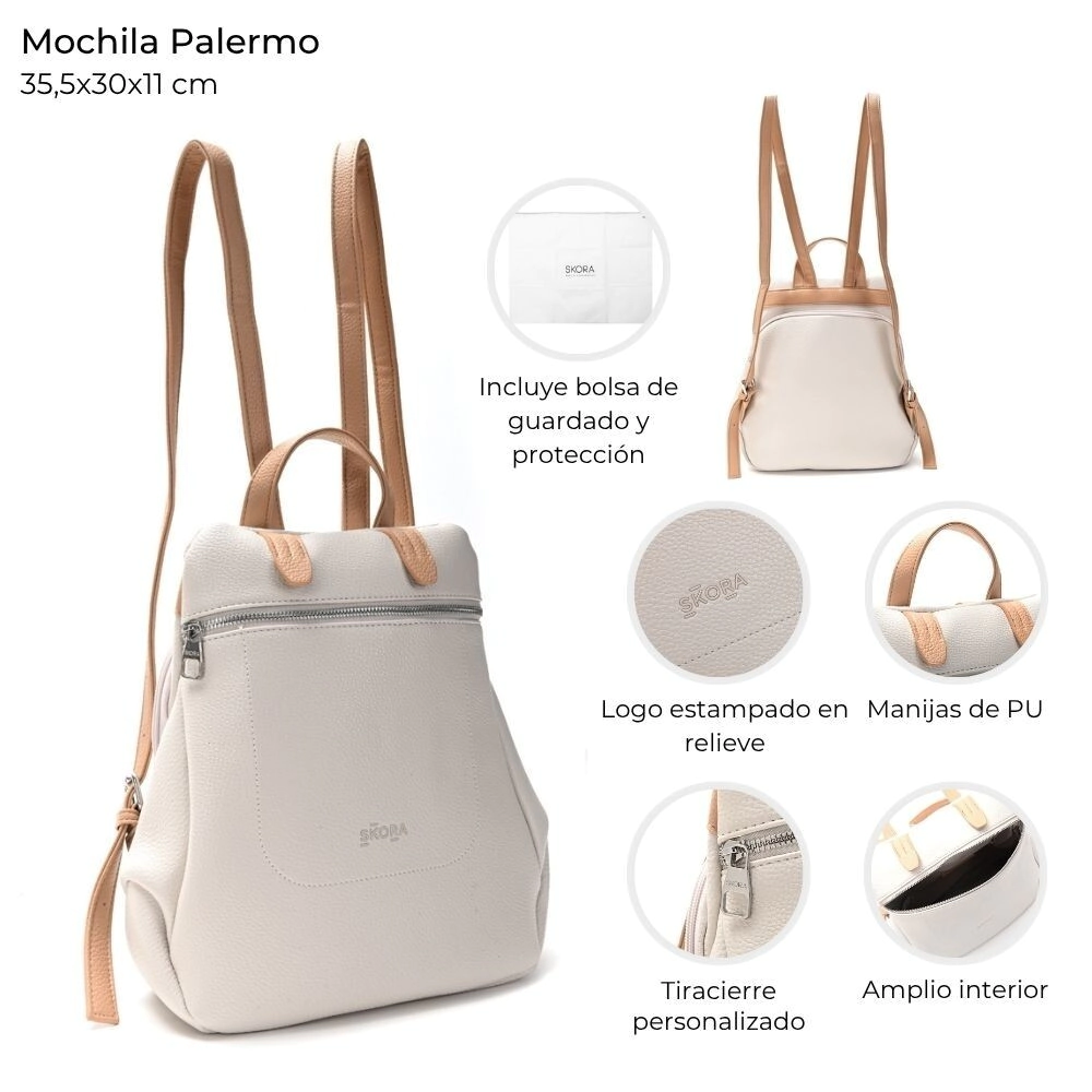 MOCHILA PALERMO SKORA 35,5x30x11 CM BLANCA