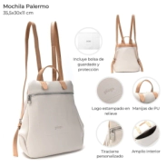 MOCHILA PALERMO SKORA 35,5x30x11 CM BLANCA