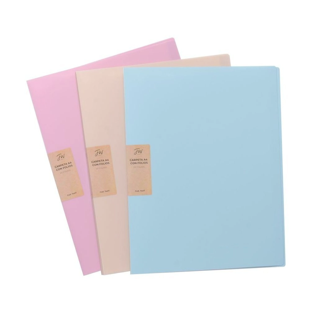 CARPETA A4 PASTEL CON 10 FOLIOS FW