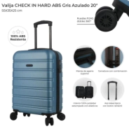 VALIJA CARRY ON CHECK IN HARD ABS AZUL 20"