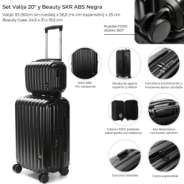 SET VALIJA 20" + BEAUTY SKORA ABS NEGRA