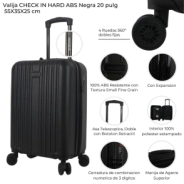 VALIJA CHECK IN HARD ABS NEGRA 20"