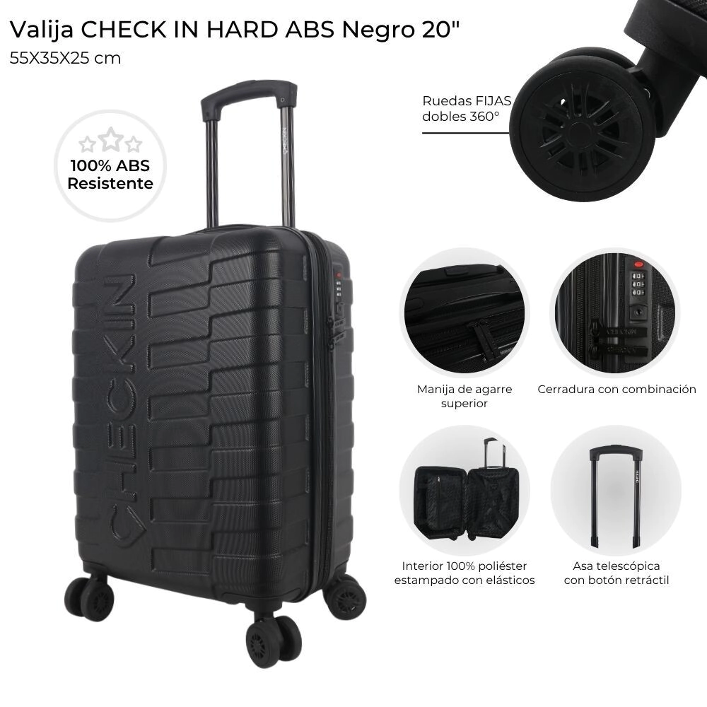 VALIJA NEW CHECK IN HARD ABS NEGRA 20"