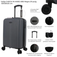 VALIJA CHECK IN HARD ABS GRIS OSCURO 20"