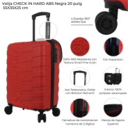 VALIJA CHECK IN HARD ABS ROJO 20"