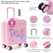 VALIJA 16" SKORA THINK HAPPY PINS HARD ABS ROSA