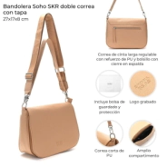 BANDOLERA SOHO SKORA DOBLE CORREA 27x17x8 CM BEIGE