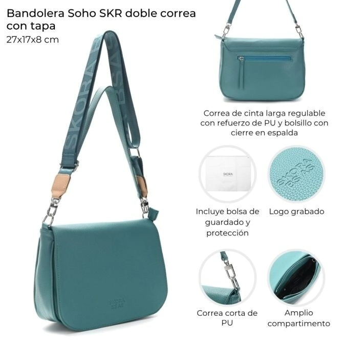 BANDOLERA SOHO SKORA DOBLE CORREA 27x17x8 CM CAPRI