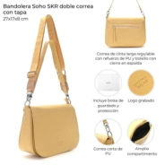 BANDOLERA SOHO SKORA DOBLE CORREA 27x17x8 CM BUTTERMILK