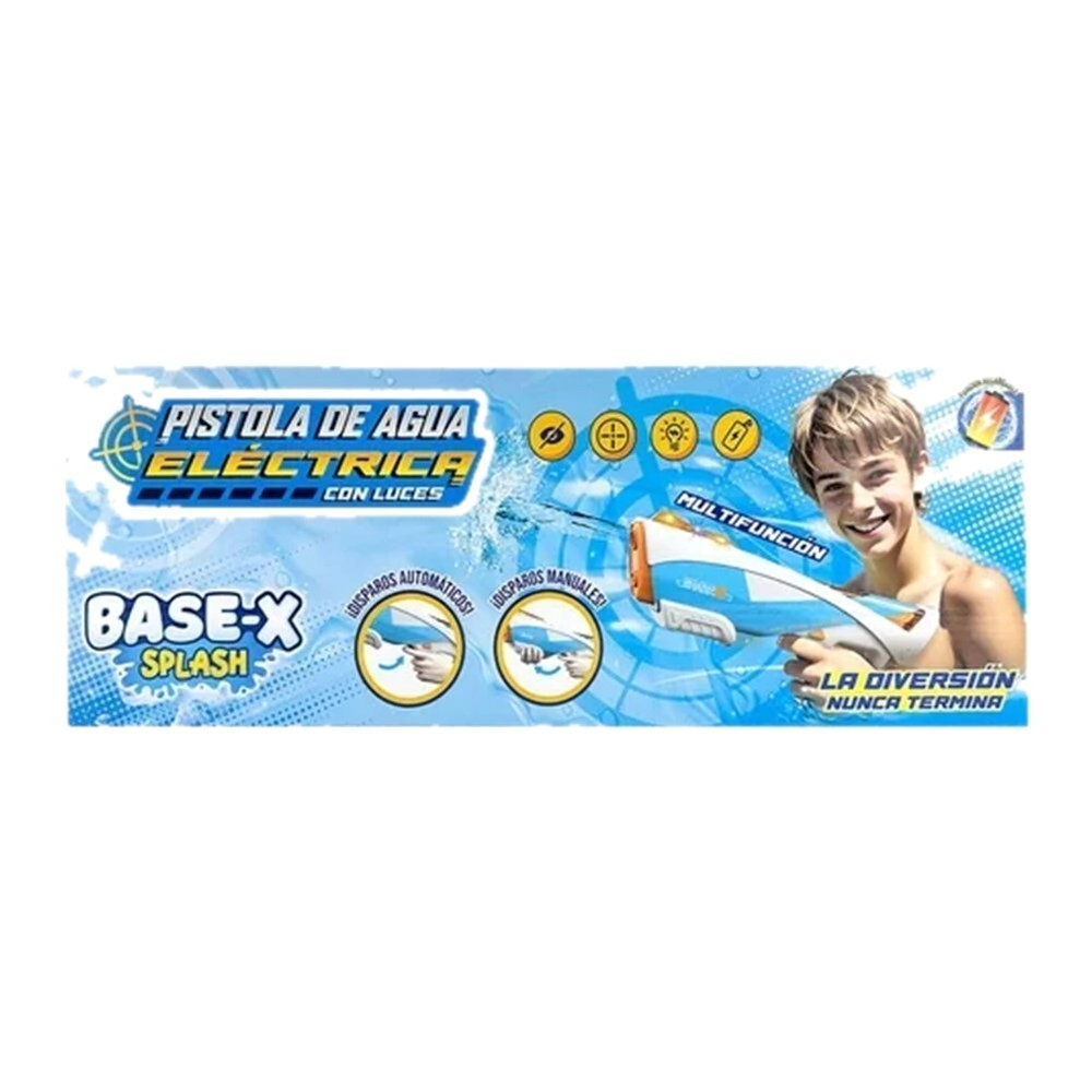 PISTOLA DE AGUA A BATERIA SHARK CON LUCES BASE-X SPLASH CARGA USB