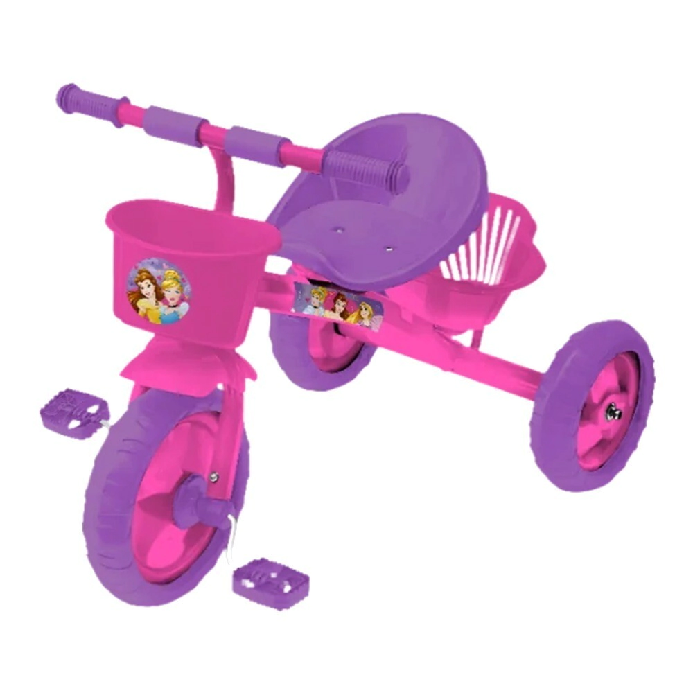 TRICICLO INFANTIL CON CANASTO ESTRUCTURA DE METAL DISNEY PRINCESAS