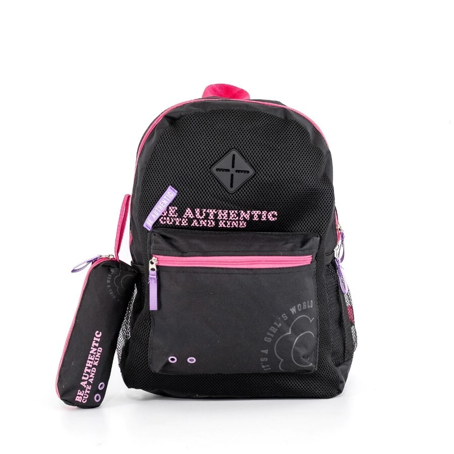 SET MOCHILA ESCOLAR + CARTUCHERA BAGCHERRY NEGRA (3440005)
