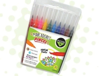 Marcadores Nueva Punta Pincel 10 colores